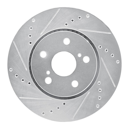 Dynamic Friction Co DFC Brake Rotor - Drilled and Slotted - Silver 631-76153L