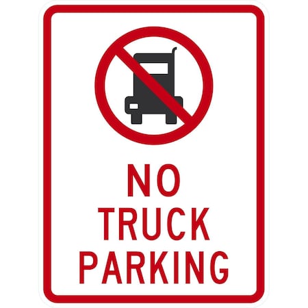Lyle No Truck Parking (with Quaint Symbol), 18x24, Non-Reflective, White G-10956-NA_18x24