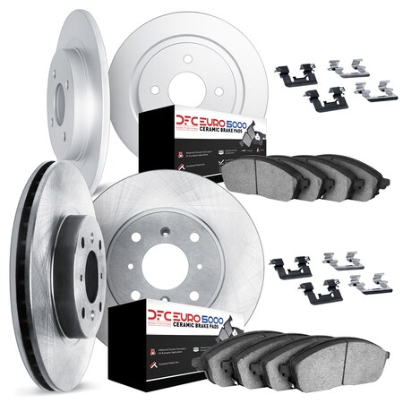 Dynamic Friction Co DFC Rotors with EURO 5000 Ceramic Brake Pads includes Hardware 6614-20001