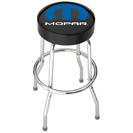 Plasticolor Round Black Vinyl Seat With Mopar Logo, Non-Swivel, 4 Steel Legs, Without Back 004784R01