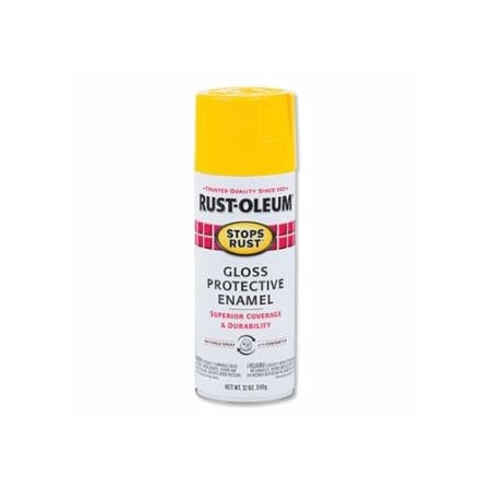 Rust-Oleum Stops Rust Protective Enamel Spray Paint, 12 oz, Aerosol Can, Sunburst Yellow, Gloss Finish, 6PK 647-7747830