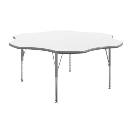 Flash Furniture Wren 60 in Flower Adjustable Height Activity Table, Thermal Laminate Top, Short Legs, White XU-A60-FLR-WHT-T-P-GG