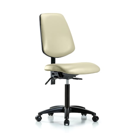 Blue Ridge Ergonomics Vinyl, Polyurethane Foam, Adobe White, 22" to 29" Seat Height, No Arms Arms, Rolling BR-VMBCH-MB-RG-T0-A0-NF-RC-8501