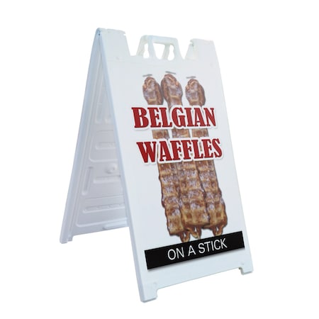 Signmission Belgian Waffle On A Stick, A-Frame & 2 Decals Installed, Heavy-Duty Plastic Frame SBHD-D-2436-Belgian Waffle On A Stick