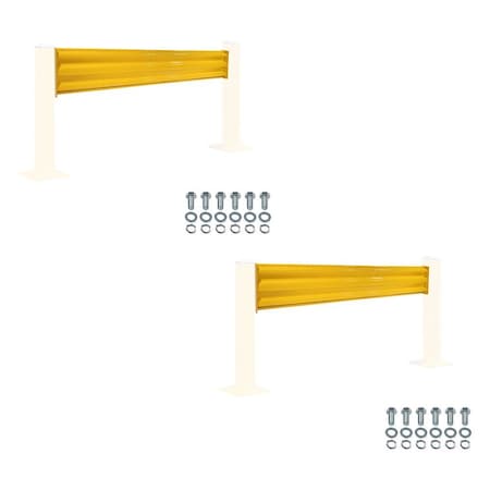 Mytee Products 8 ft x 15 in Bolt-On Steel 3-Rib Guard Rails 12,000 lbs - Yellow, 2PK GR3R-08x2