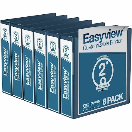 Davis Group Easyview Premium, Round Ring, Customizable, View Binder, (Navy Blue, 2"), PK6 8413-72-06
