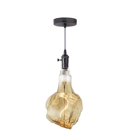 Bulbrite 4WLED GLACIER NATURAL SHAPED GRAND, 2200K FILAMENT W/ GUNMETAL BLACK PENDANT, SILVER STRING 810168