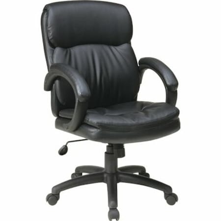 Office Star Exec Chair, Leather, Black, 18-21" Seat Ht EC9231-EC3