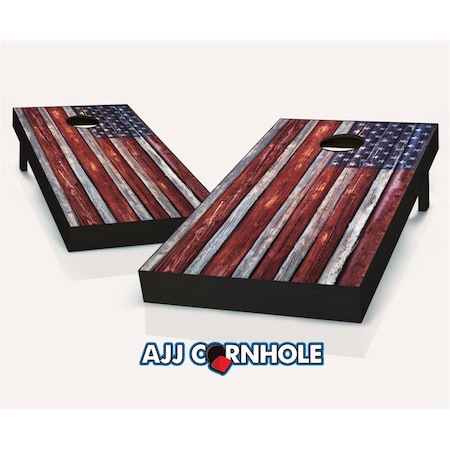 Mkf Collection By Mia K. Farrow AJJCornhole Country Rustic American Flag Cornhole Set with Bags - 8 x 24 x 48 in. 107-CountryRusticAmericanFlag