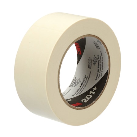 3M Masking Tape, 48 mm W x 55 m L, 4.4 mil Thick, Tan, Rubber Adhesive, 24 PK 201+
