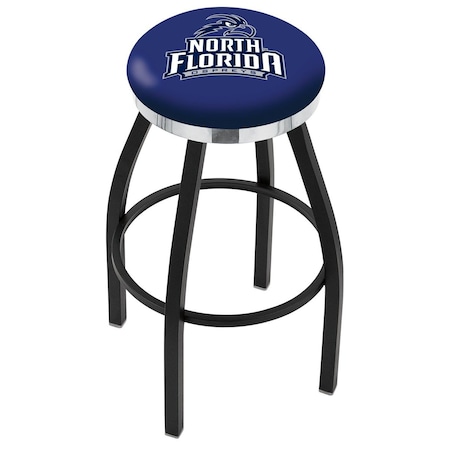 Holland Bar Stool Co 25" Blk Wrinkle North Florida Swivel Bar Stool, Chrome Ring L8B2C25NorFla
