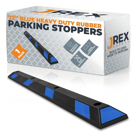 Jrex Safety 72 in Rubber Parking Block Curb Stop, Blue Reflective Strip PBSB-JR-6
