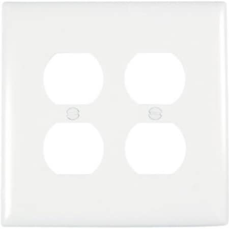 Legrand TradeMaster TPJ Series Wallplate, 5.0625 in L, 5-1/8 in W, Jumbo, 2-Gang, Plastic, White TPJ82WCC10