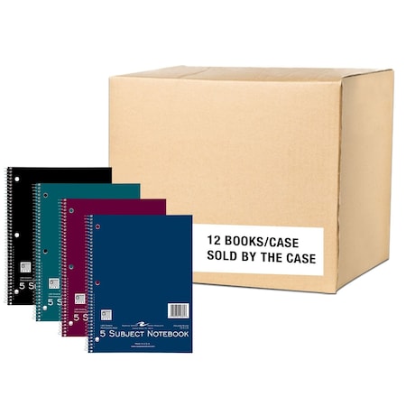 Roaring Spring Subject Wirebound Notebooks, 10.5"x8", 120 sht, Asstd. Cover Colors, College Rule w/Margin, PK12 10381CS