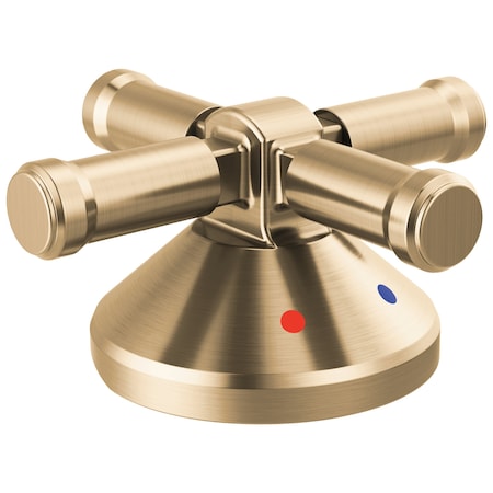 Delta Broderick 3-Hole Roman Tub W/Hand Shower - Handle Kit-Cross In Lumicoat Champagne Bronze H575CZ-PR