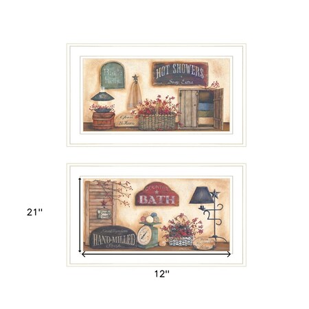 Homeroots Set Of Two Bath 2 White Framed Print Bathroom Wall Art, 2PK 406635