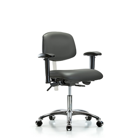 Blue Ridge Ergonomics Vinyl Clean Room Chair, Adjustable Arms BR-NCR-VDHCH-CR-T0-A1-CC-8823