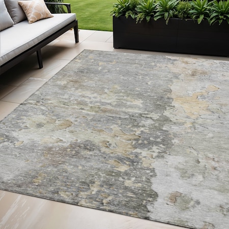 Homeroots 5' X 8' Gray Abstract Washable Indoor Outdoor Area Rug 607801