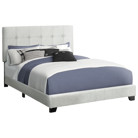 Monarch Specialties Bed, Queen Size, Upholstered, Frame Only, Bedroom, Light Grey Boucle, Transitional I 5801Q