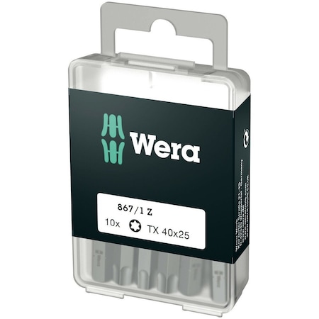 Wera 867/1 DIY TORX bits, TX 40 x 25 mm, 10 pieces 5072412001