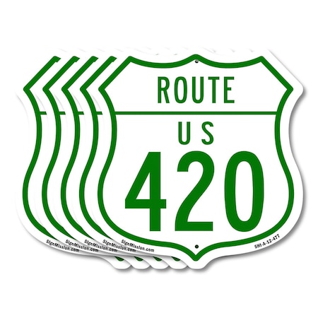 Signmission Route Marker Shield Sign Us 420, 12 inch X 12 inch, Aluminum Metal Sign, 5PK SHI-A-5Pack-12-477