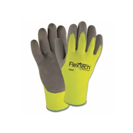 Wells Lamont FlexTech, Hi-Visibility Knit Thermal Gloves with Latex Palm, 2X-Large, Gray/Green, 12PK 815-Y9239TXXL