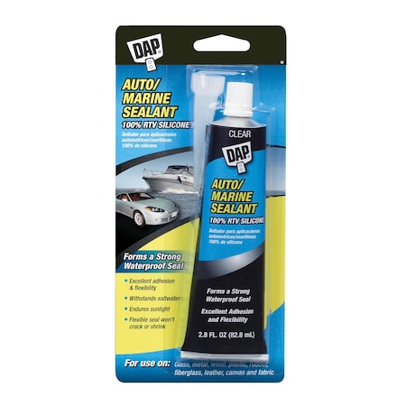 Dap AUTO/MARINE 100% SILICONE, CLEAR, 2.8 OZ (6 Pack), 6PK 7079800756