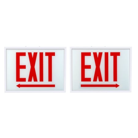 Keystone Exit Sign | Steel | Chicago Compliant | Style 1 | White Color | Single Facing | Red Lettering| Surfa KT-EX-STCH1-WH1RL-SU /ELR