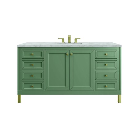 James Martin Vanities Chicago 60 in. Single Vanity, Smokey Celadon, w/ 3 CM Victorian Silver Silestone Top 503-V60S-SC-3VSL
