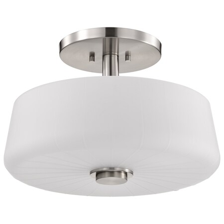 Nuvo Lune, 3 Light Semi-Flush, Brushed Nickel Finish, Etched White Glass 60/8229