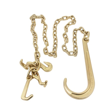 Mytee Products 5/16in x 8ft Leg G70 Long Shank J Hook Tow Chain RTJ Cluster & Grab Hook 4700 # WLL CH5168-J-RTJ