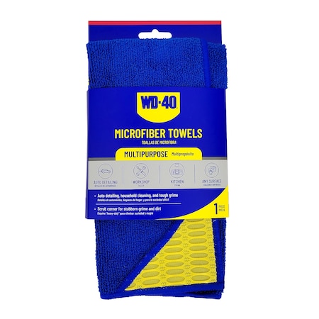 Wd-40 Multipurpose Microfiber Towel with Scrub Corner - Blue Color - 1 Pack L40120