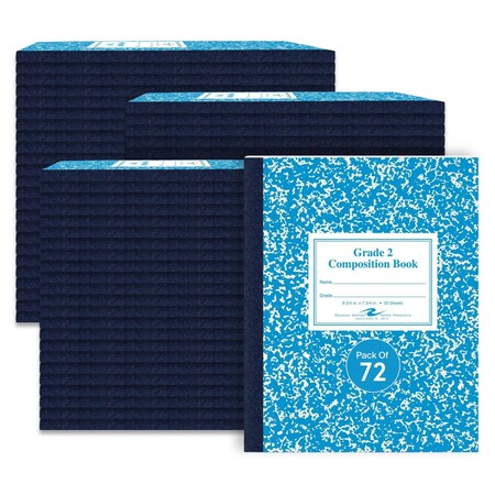 Roaring Spring Case of Blue Marble Comp Notebooks, Grade 2 Ruled, 50 sht, 9.75"x7.75", Designed for Grade 2 Classes, PK72 77921cs