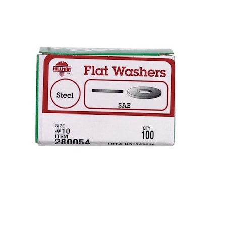 Hillman Zinc-Plated Steel .190 in. SAE Flat Washer, 100PK 280054