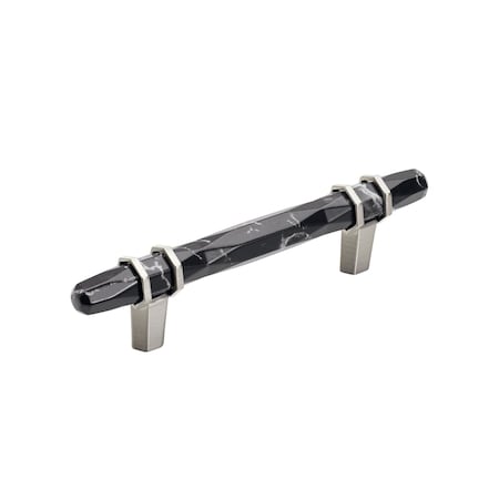 Amerock Carrione 3-3/4 in 96 mm Center-to-Center Marble Black/Satin Nickel Cabinet Pull BP36648MBKG10