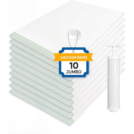Simple Deluxe Space Bags Vacuum Storage Bags Jumbo Save 80% Space, Pump for Travel, 10PK HKBAGXVSTORAGE10JUMBOV1