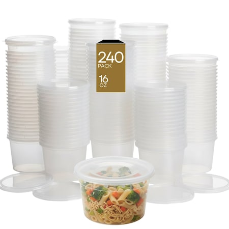 Eco Harmony Products Heavy Duty Deli Container, Clear Plastic, 16oz, 240PK 804523