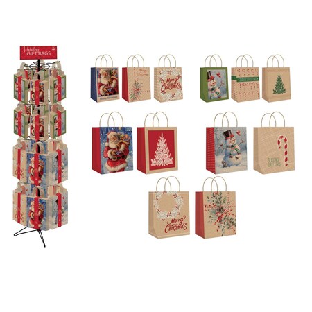 Paper Images Assorted Holiday Kraft Bag Spinner Rack  CKGBA96R-4