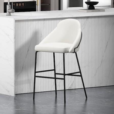 Manhattan Comfort Gracie Barstool in White and Black BS022-BWH