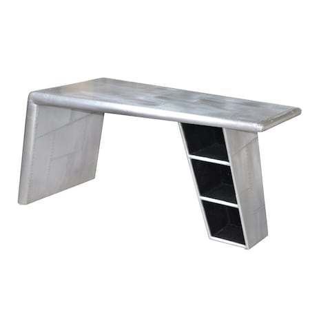 Homeroots 60" Silver Aluminum Writing Desk 489181