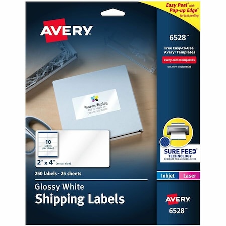 Avery reg Easy Peel Shipping Label, White, 250PK AVE6528