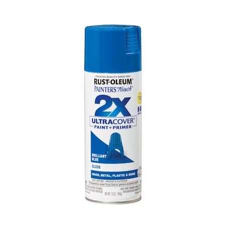 Rust-Oleum General Purpose Spray Paint, Brilliant Blue, Gloss, Solvent, 12 Oz 334027