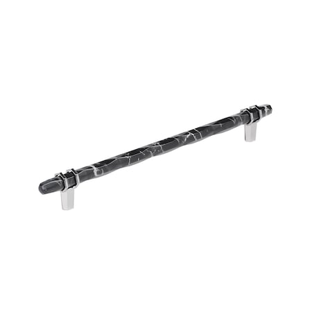 Amerock Carrione 10-1/16 inch 256mm Center-to-Center Marble Black/Polished Chrome Cabinet Pull BP36664MBK26