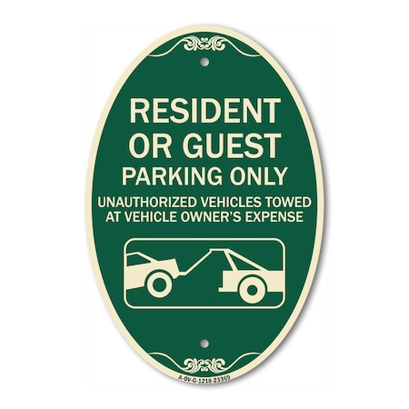 Signmission Parking Restriction Sign Resident or Guest Pa, 12 In X 18 In Architectural, Heavy Gauge Aluminum A-OV-G-1218-23369