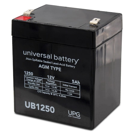 Upg 12V 5Ah F2 Sealed Lead Acid AGM Battery by UPG UB1250