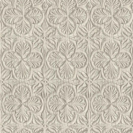 Chesapeake Karachi Taupe Wooden Damask Wallpaper 3125-72336