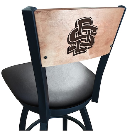 Holland Bar Stool Co 25" Blk Wrinkle South Dakota State Swivel Bar Stool, Engraved Back L03825BWMedMplASDakStBlkVinyl