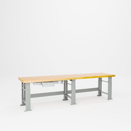 Pucel Hardwood Top Hydraulic Bench, 30 in W x 96 in D x 29 in to 41 in H, Gray HBW-3096-E12