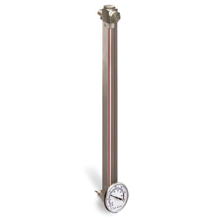 Oil-Rite Steel Liquid Gauge w/Dial Thermometer w/Straight Threads and Buna-N Seals - 12in., 1/2in.-20 w/Nuts B1559-21200BB1W