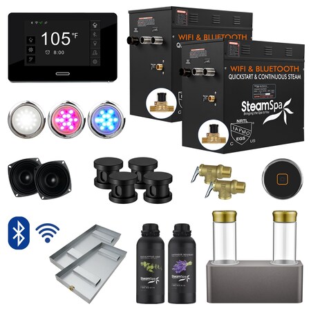 Steamspa 2 x 12kW QuickStart Steam Bath Generator with Dual Aroma Pump in Matte Black BKT2400MK-ADP